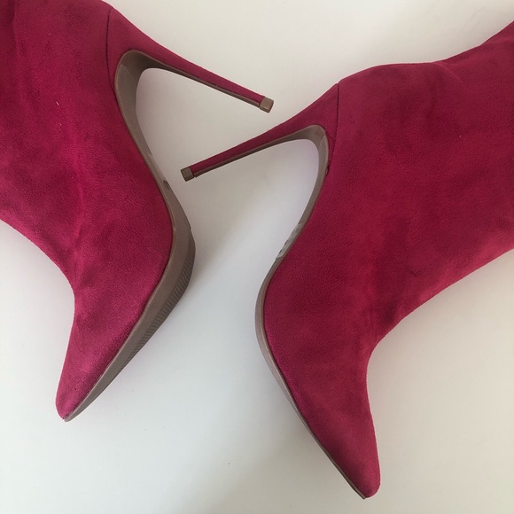 Magenta Pointed Stiletto Booties - Picture 5 of 5